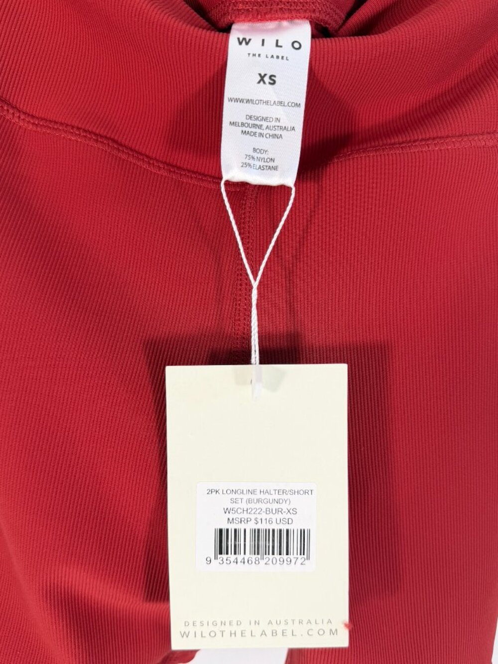 Wilo The Label Longline Halter Shorts Set in Red XS NWT 2 Piece Workout - Picture 7 of 7
